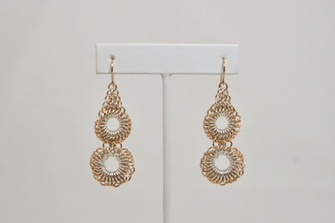*Tatted Lace Earrings in Sterling Silver and 14kt Gold